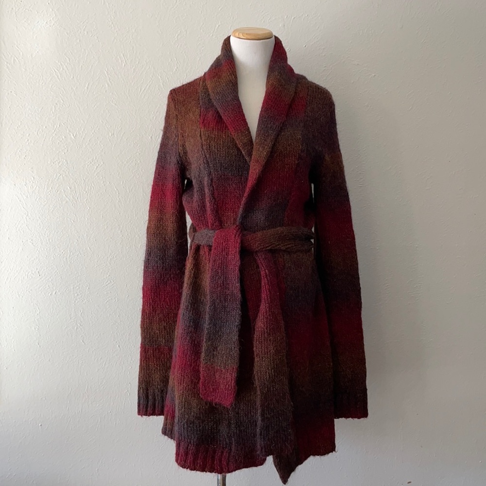 COPY - Quicksilver Alpaca Mohair Blend Robe Burgundy and Brown
